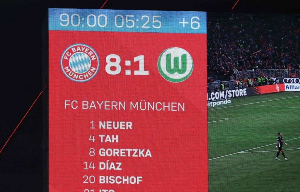 Impressive thrashing: Bayern Munich thrash Wolfsburg 8-1