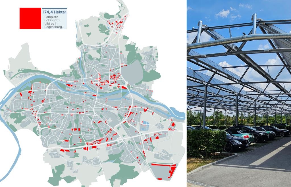 Regensburg: Solarparks über Parkplätzen statt in der Natur